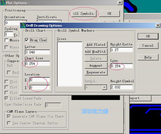 轉(zhuǎn)孔圖時也需在Customize Document欄點(diǎn)擊Option，在彈出的Plot Options-窗口中選擇Drill Symbols