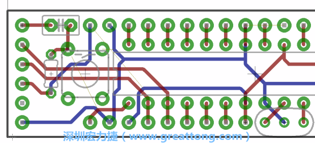 4.2. 然后在電路板的背面進(jìn)行布線(xiàn)。